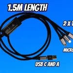 Rocket Cable 3-in-1 100W 5A Fast Charging USB A/C To Type-C x 2 and Micro USB